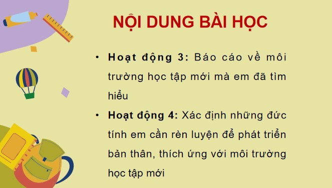 PowerPoint Hoạt động trải nghiệm 5 Tuần 22 Chủ đề 6: Phát triển bản thân, thích ứng với môi trường mới