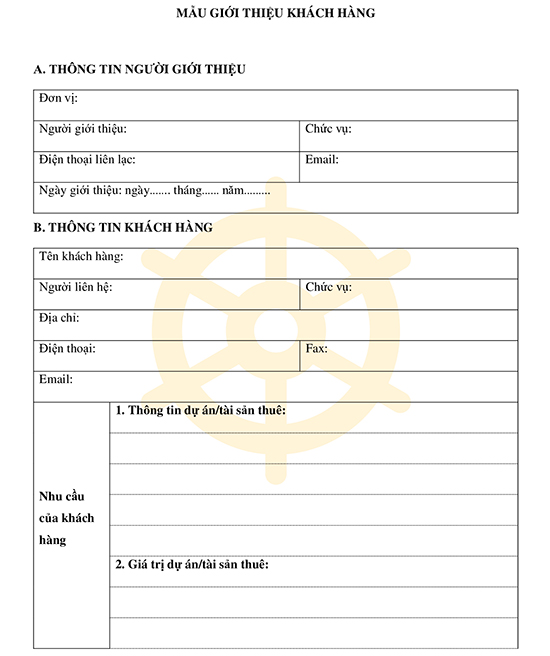 Mẫu giới thiệu khách hàng