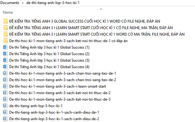 Đề thi tiếng Tiếng Anh lớp 3 học kì 1