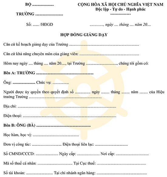 Hợp đồng giảng dạy dành cho giảng viên