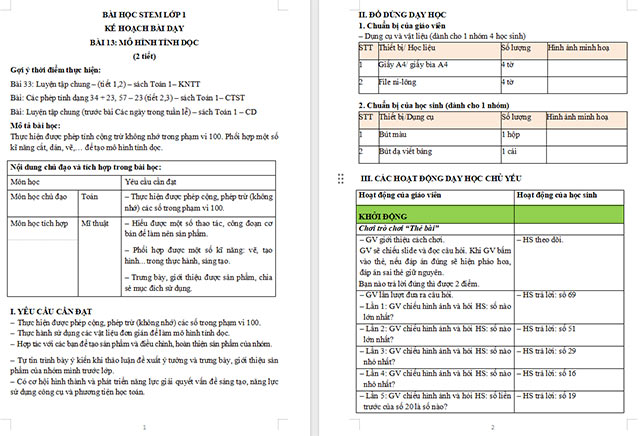 Giáo án Word STEM Làm mô hình tính dọc