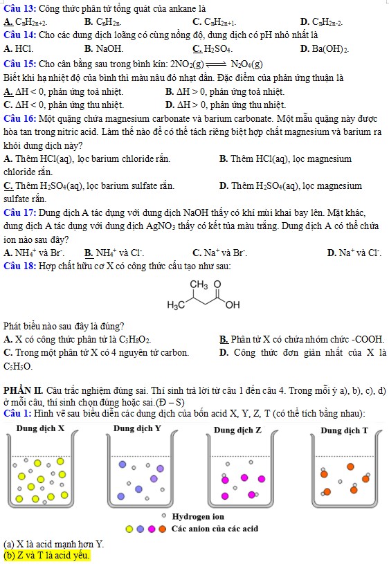 Đề thi cuối kì 1 Hóa 11 Chân trời sáng tạo