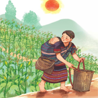 Em hiểu thế nào về hai dòng thơ: "Mặt trời của bắp thì nằm trên đồi/ Mặt trời của mẹ, em nằm trên lưng"?