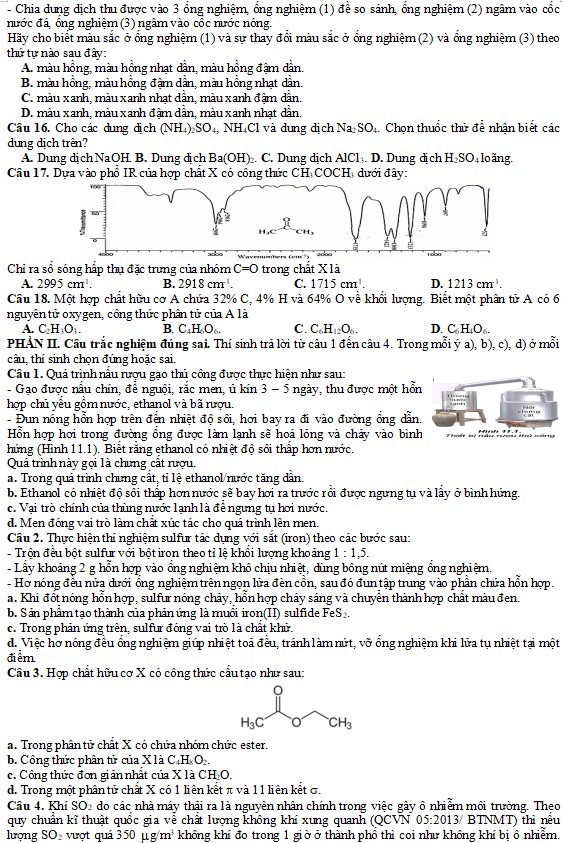 Đề kiểm tra cuối học kì 1 Hóa 11 Cánh Diều