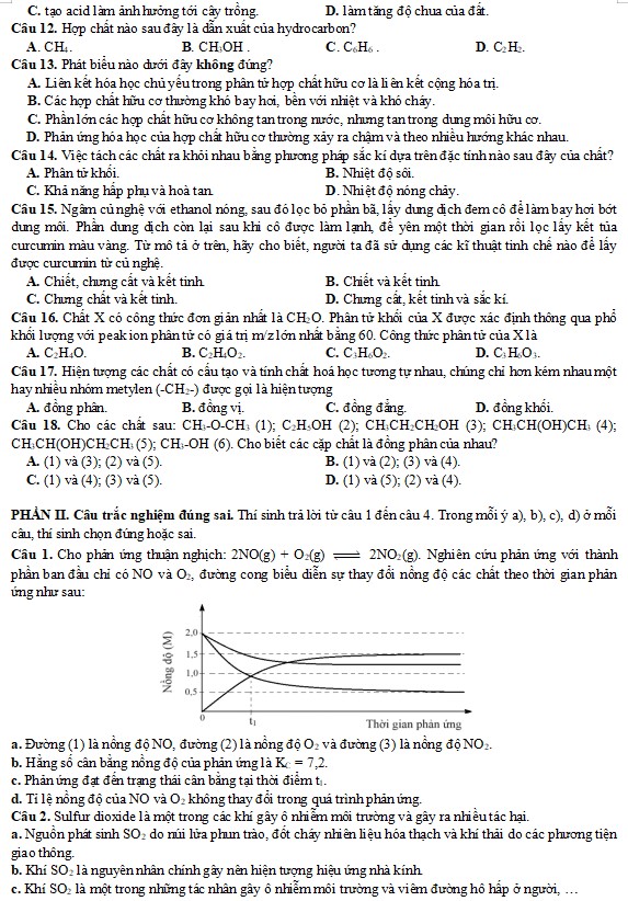 Đề thi học kì 1 Hóa 11 chương trình mới