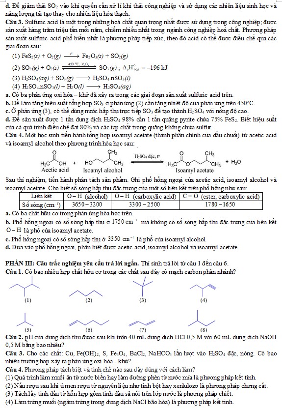 Đề thi học kì 1 Hóa 11 chương trình mới