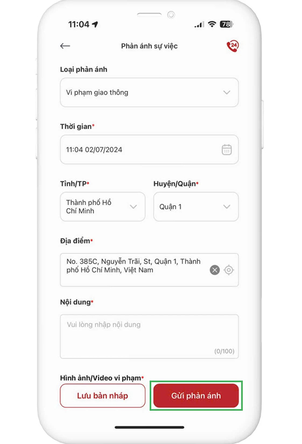 Hướng dẫn báo cáo vi phạm giao thông qua VNeTraffic