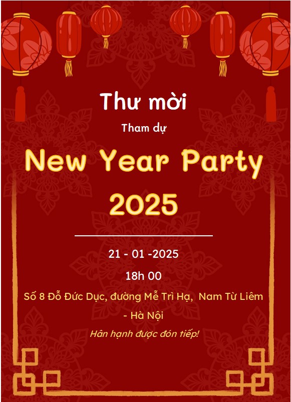Mẫu thiệp mời tết niên đẹp 2025
