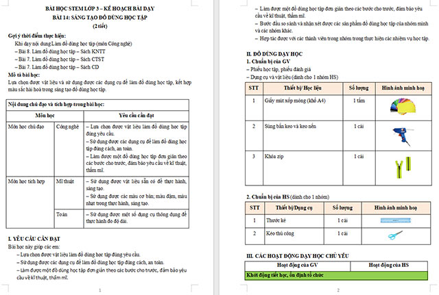Giáo án Word STEM Làm đồ dùng học tập