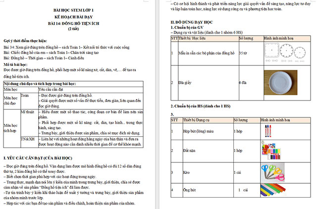 Giáo án Word STEM Làm đồng hồ tiện ích