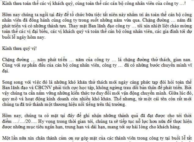 Bài phát biểu tiệc liên hoan