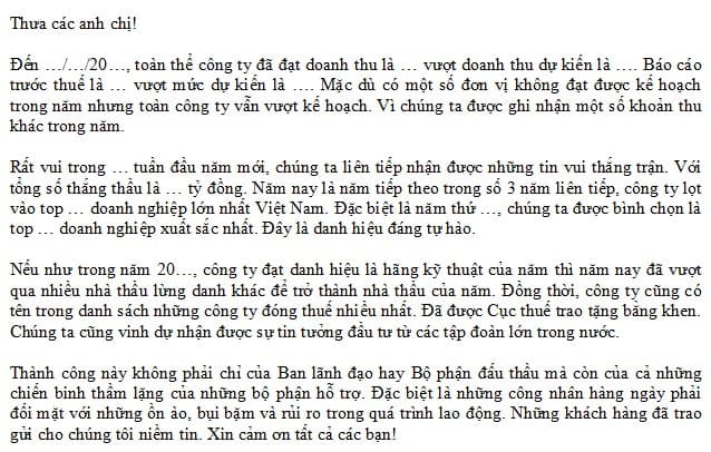 Bài phát biểu tiệc tất niên