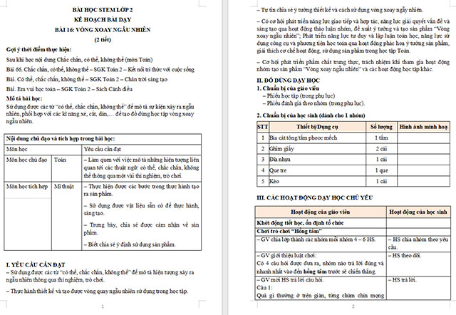 Giáo án Word STEM Làm vòng xoay ngẫu nhiên