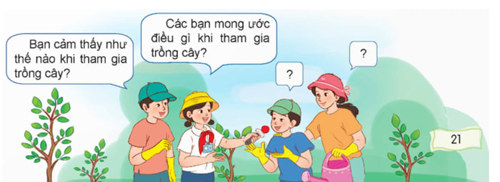 Dựa vào bài đọc "Mùa xuân em đi trồng cây", đóng vai phóng viên để phỏng vấn các bạn nhỏ tham gia trồng cây