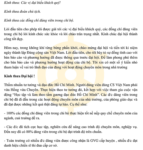 Tham luận Đại hội Chi bộ trường THCS