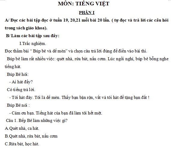 Bài tập Tết môn Tiếng Việt lớp 3