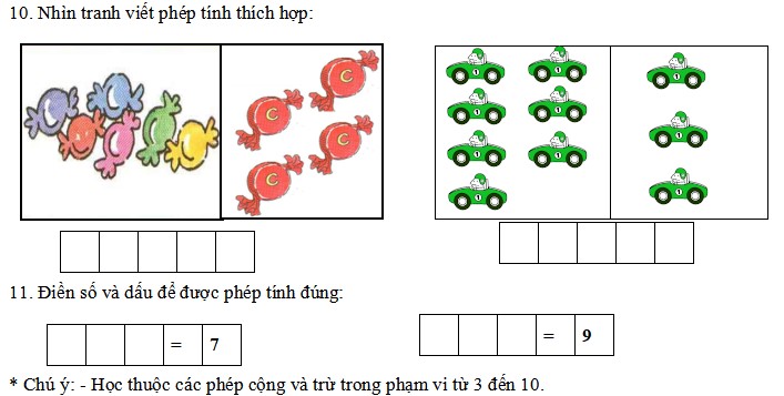 Bài tập ôn Tết Toán lớp 1