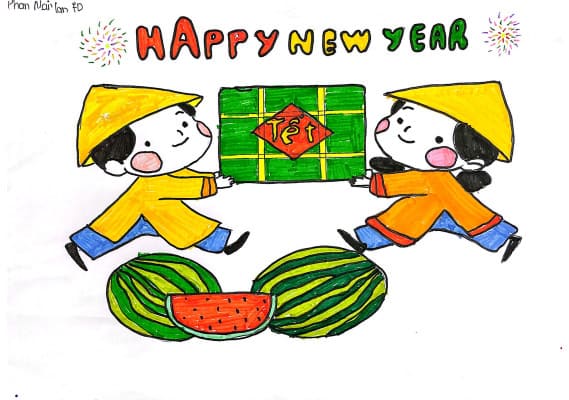 vẽ tranh ngày Tết hình chibi cute 