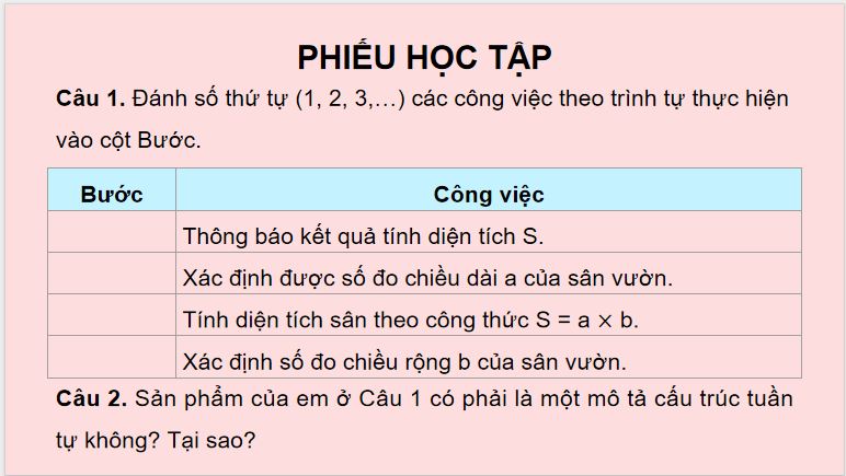 Tin học 5 Chân trời sáng tạo Bài 9: Cấu trúc tuần tự