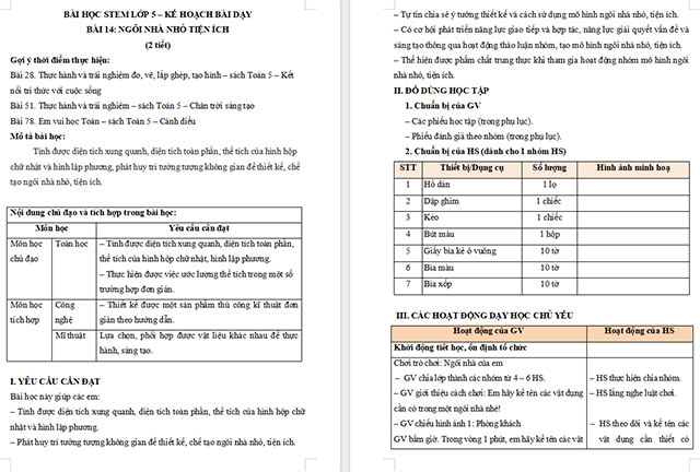 Giáo án Word STEM Ngôi nhà nhỏ tiện ích