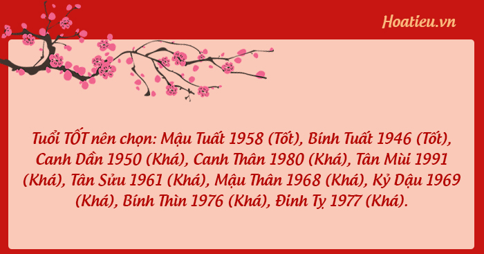 Tuổi xông nhà năm tuổi Ngọ 1978