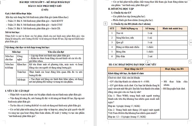 Giáo án Word STEM Máy phát điện gió
