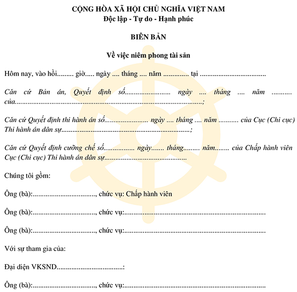 Mẫu biên bản niêm phong