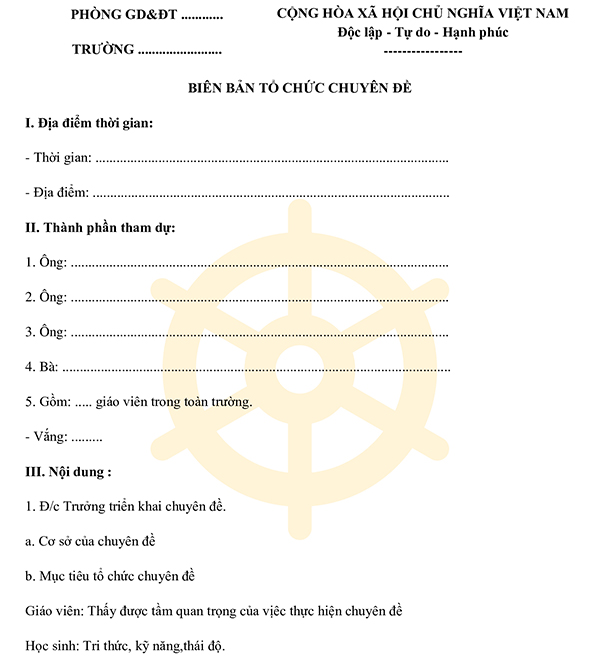 Biên bản tổ chức chuyên đề