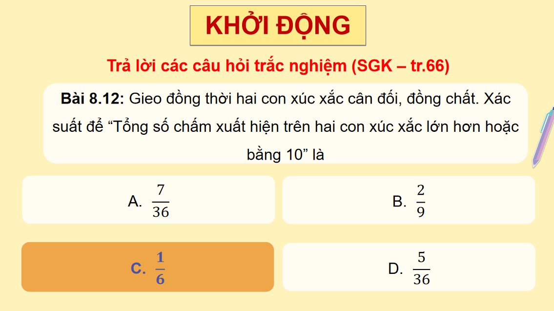 Giáo án điện tử Bài tập cuối Chương 8 Toán 9 Kết nối tri thức