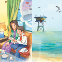 Viết 1 - 2 câu ghép về bạn nhỏ trong bài thơ Thư của bố, trong đó có sử dụng kết từ để nối các vế câu