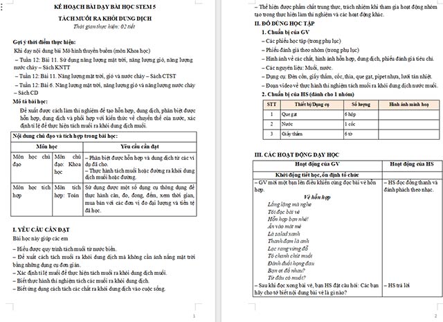 Giáo án Word STEM Tách muối ra khỏi dung dịch