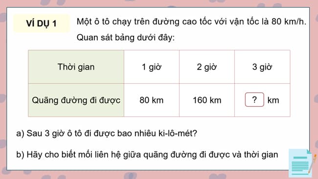 Giáo án điện tử Toán 5 Cánh Diều Bài 74: Quãng đường, thời gian trong chuyển động đều