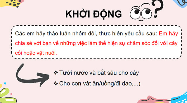 PowerPoint Trao đổi ý kiến với người thân Trồng và chăm sóc cây cối, vật nuôi