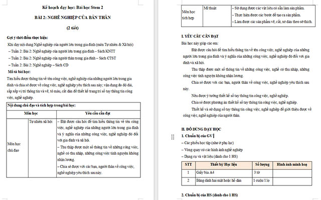 Giáo án Word STEM Làm sổ tay thông tin công việc, nghề nghiệp