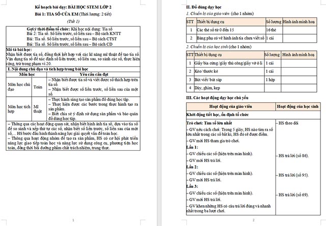 Giáo án Word STEM Tia số của em