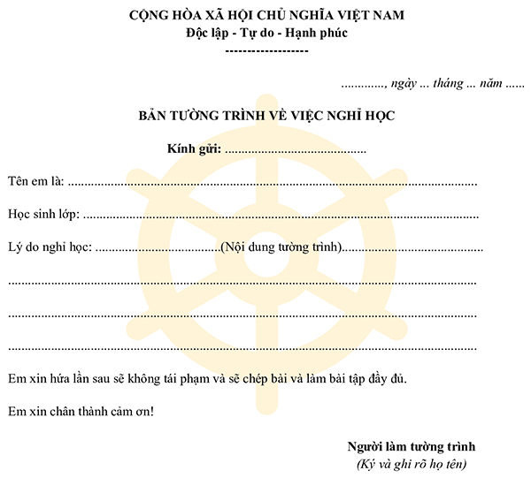 Hướng dẫn viết bản tường trình về việc nghỉ học không xin phép