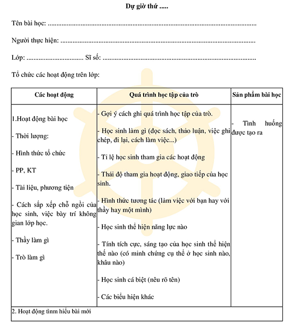 Hướng dẫn cách ghi Sổ dự giờ