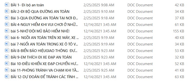 Nội dung bộ giáo án an toàn giao thông cho nụ cười trẻ thơ