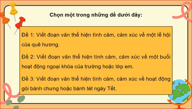  Tìm ý cho đoạn văn thể hiện tình cảm