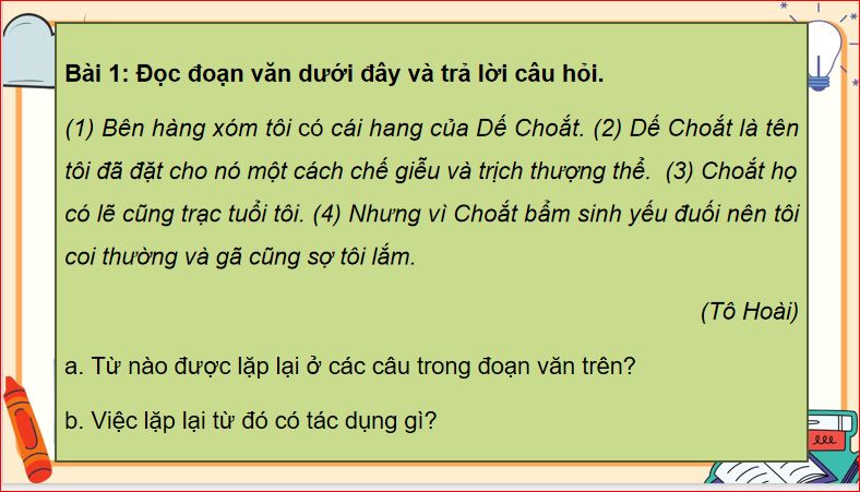 Bài 9: Liên kết câu bằng cách lặp từ ngữ