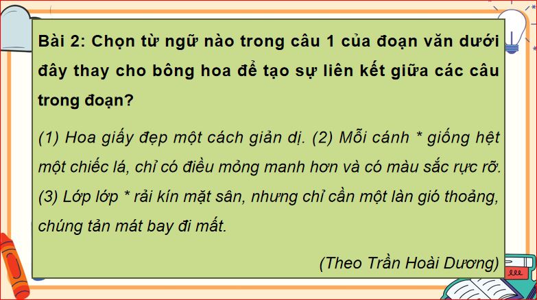 Bài 9: Liên kết câu bằng cách lặp từ ngữ