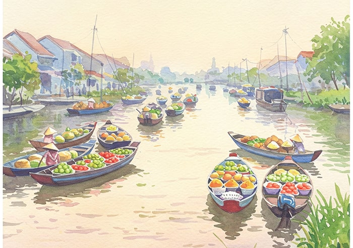 Viết 4-5 câu giới thiệu về phương tiện đi lại của người dân ở vùng sông nước