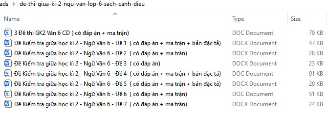 Đề thi giữa kì 2 Văn 6 Cánh Diều