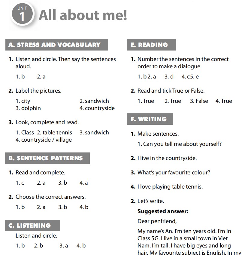 Giải sách bài tập anh 5 Global Success Unit 1