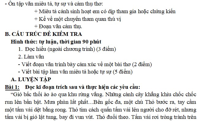 Đề cương ôn tập giữa kì 2 Văn 6 Chân trời sáng tạo