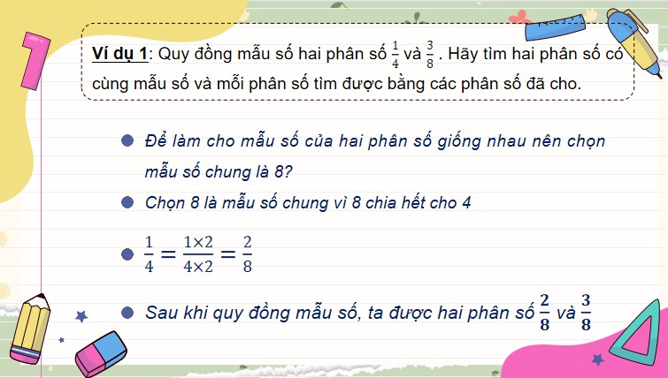 PowerPoint Bài 65: Quy đồng mẫu số các phân số