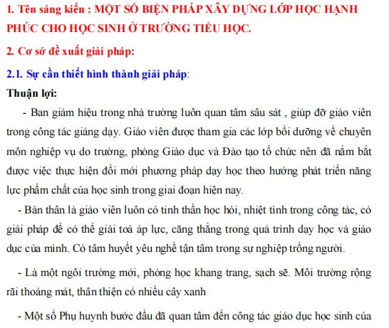 Sáng kiến xây dựng lớp học hạnh phúc ở lớp 2