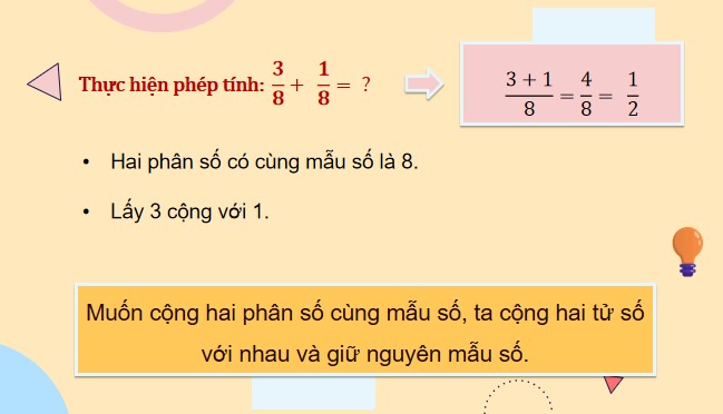 PowerPoint Toán 4 Bài 68: Cộng hai phân số cùng mẫu số