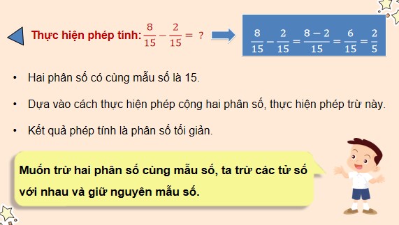 PowerPoint Toán 4 Bài 71: Trừ hai phân số cùng mẫu số