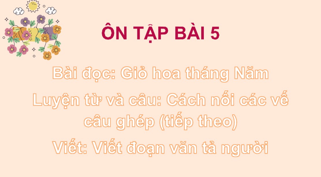Giáo án điện tử dạy thêm Tiếng Việt 5 KNTT Bài Giỏ hoa tháng Năm